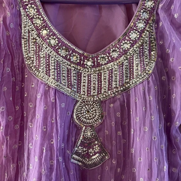 Purple Embellished Indian sequined design Dress with sparkles all over - Picture 2 of 6